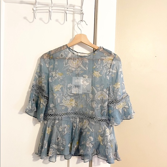Zimmermann blue silk adorn floating blouse NWT - Picture 2 of 8